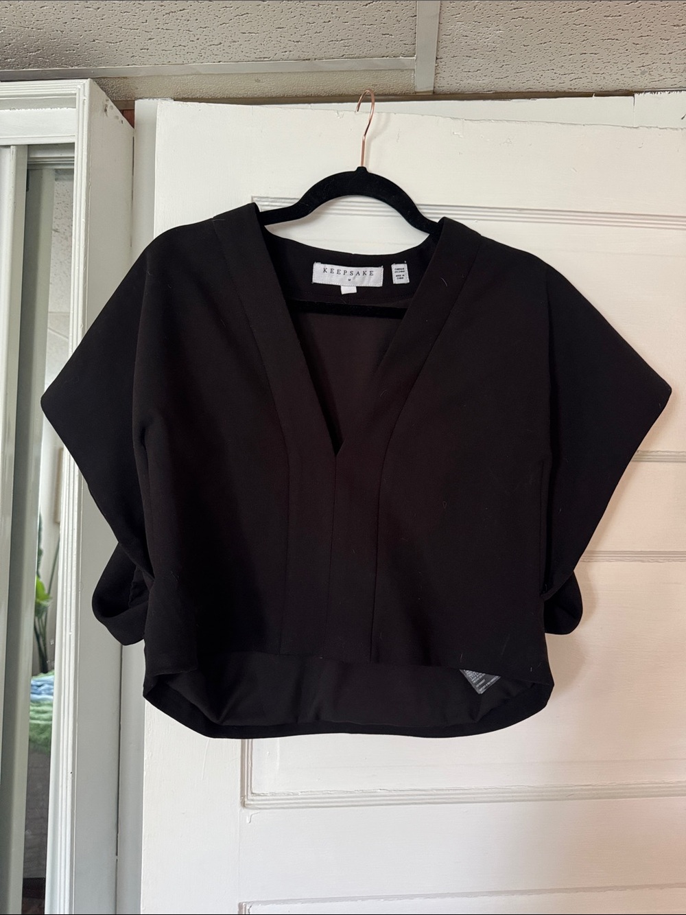 KEEPSAKE the Label Black Cropped V-Neck Boxy Top